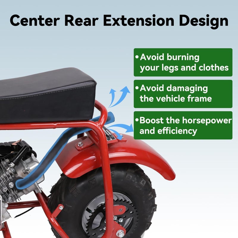 XIKOBY CT100U Exhaust Pipe Compatible with Mini Bike Coleman F-RP GMB100 Massimo MB100 Rascal Lite Predator 79cc 98cc 99cc 3.0HP 154F Engine Parts Black - Image 5